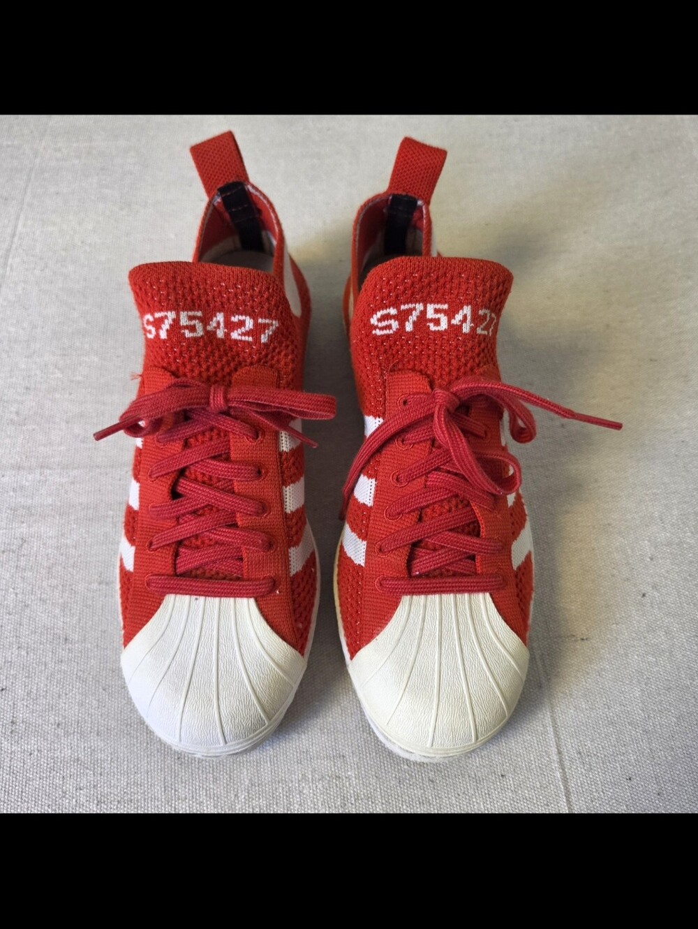 Adidas Superstar 80s Primeknit Sneakers S75427 Red Women's Size 7.5